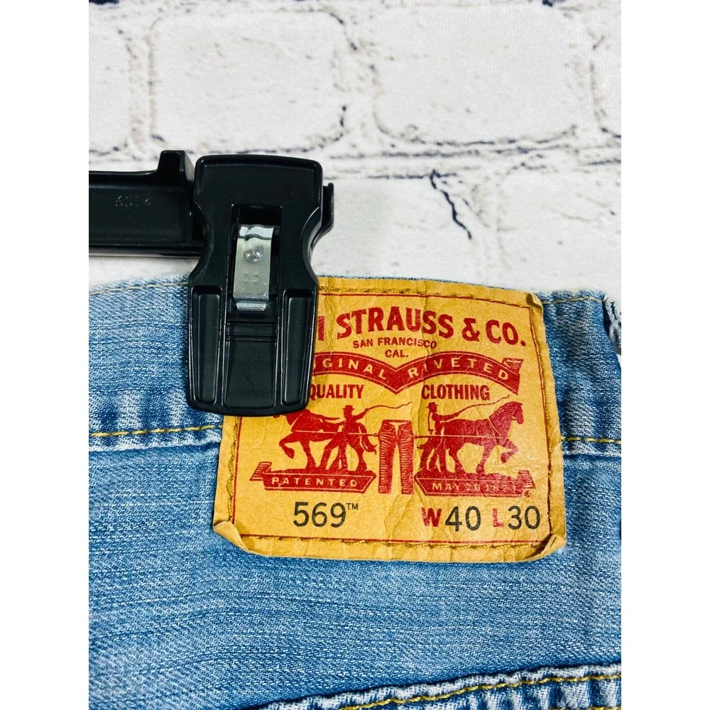 Levi's Jeans Mens Loose Straight 569 Light Wash 40x30 Excellent Denim Blue